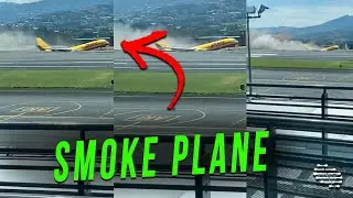 Cargo Plane in Smoke After It Came off the Runway