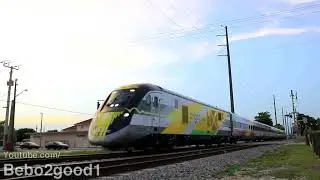 Florida: Brightline Train and Horn Blasts in Hallandale Beach, FL (SCB-40 Charger)