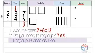 3-digit addition: regroup ones. Grade 2