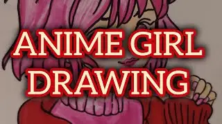 Anime Girl Drawing: Pink Hair & Red Jacket Marker