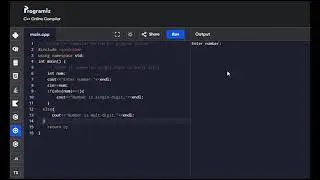 Check if numbers are single or multi-digit | C ++ program | if-else statement 