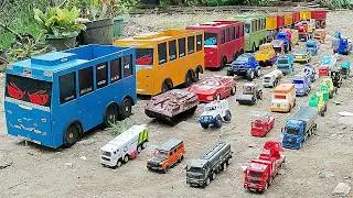 Mobil Truk Tronton Panjang Bongkar Mainan Mobil Mobilan Excavator, Truk Pasir, Ambulans, Mobil Balap