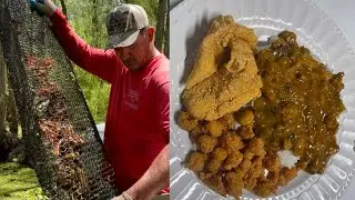 Ловля раков в бассейне с Кипом Баррасом (поймать и приготовить). Часть 2. Этуфе из раков и жарены...