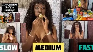 SLOW ,MEDIUM AND FAST CHALLENGE 🤞🏾💜Try To Eat In One Minute !Fastest Speed Eating at 123 GO💪🏾