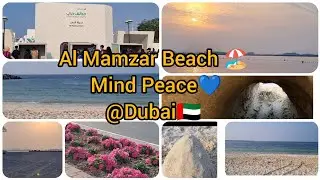 Perfect Beach Day🌴in Dubai || Sun🌞Sand ⏳️Silence || Full Chill😎Just waves,wind& peace 🌊💙Mamzar Beach