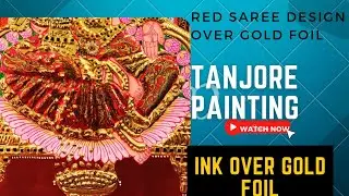 Saree Design over gold foil in Tanjore Painting