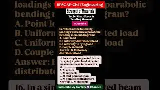 BPSC AE Exam 18 June 2025 Revision Bending Moment & Shear Force #bpsc #shorts #ae #civil #mcqseries