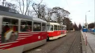 Tatra T3 low-floor tram at Pražsk&yacute; hrad (2013)
