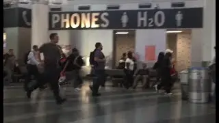 Commuters sprint to catch the Staten Island Ferry after work