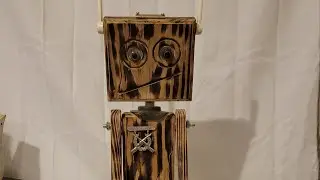 Wooden Robot build out of scrap wood and found objects