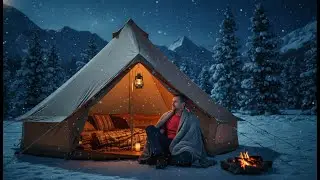 Soft Snow Falling All Night ❄️ Ultimate Cozy Solo Camping - Frozen Survival