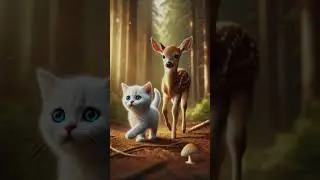 Le courageux chaton sauve le faon pi&eacute;g&eacute; et retrouve sa famille #shorts #cat