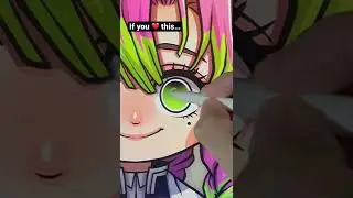 Draw Anime Eyes 😳 Mitsuri Kanroji Demon Slayer Hashira #chibi #shorts