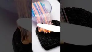 Matte black toast with glossy slime flow 🫧🖤 #ASMR