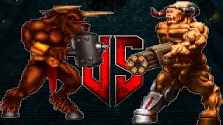 Maulotaur vs Zyberdemon - DOOM vs HERETIC Monster Infighting - Crossover NPC Battles
