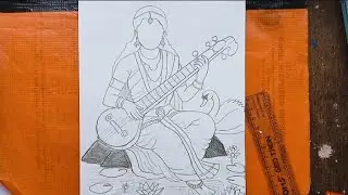 Maa Saraswati Drawing for Vasant Panchami |Easy Pencil Sketch | Basant Panchami Drawing | chitra ,
