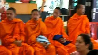 Sangha  arrived and  seated at  Palme Gon Buddhist Association on 19.8.2012