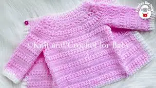 Easy Crochet Baby Cardigan Sweater with Beautiful Lacy Yoke | Beginner Friendly Little Rose Pattern
