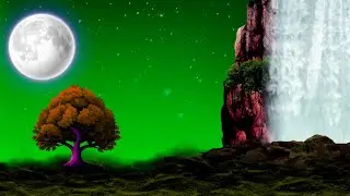 Beautiful Waterfall Green Screen Video With Night Background Video