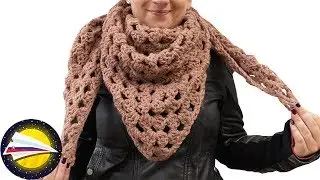 Ako uháčkovať šatku | XXL háčkovaná šatka | Trojuholníková teplá šatka | Šatka na jeseň a zimu