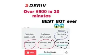 BEST BOT #BESTBOT 🔥🔥... $500 in 20 minutes 🔥🔥. MOST Effective and Profitable Deriv BOT ever ...