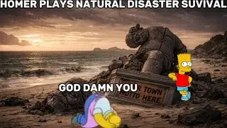 Homer plays Roblox natural disaster survival (starts flying?)