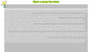 How to : Open a spray tan salon