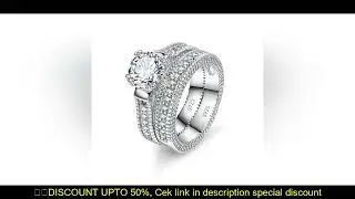 Elegant Wedding Engagement Couple Rings Set 925 Sterling Silver Color Anniversary Accessory With Ful