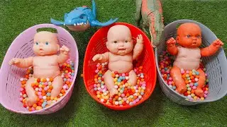 Rainbow Satisfying Video | Mixing Candy in  Color BathTubs with Grid Ball Slime & Magic PlayDoh ASMR