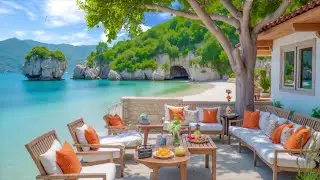 Jazz & Ocean Sounds at Serene Beach Caf&eacute; 🌼 Morning Coffee, Coastal Calm & Jazz Vibes for Focus