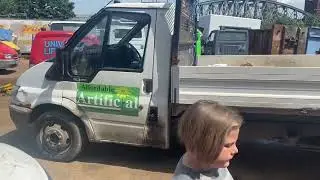 Snapped in half transit fixed mini skip truck 3.5 ton