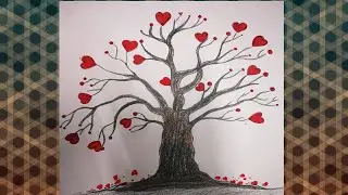 How to draw love tree drawing