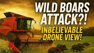 Combine Harvester vs. Wild Boars! Insane Drone Footage During Canola Harvest! 🐗💨