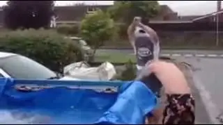 Funny Ice Bucket challenge in a jacuzzi made in truck..xD
