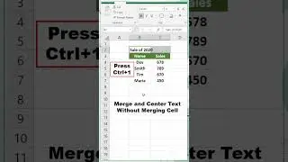 Merge and Centre Text Without Merging Cell👍| #38 Excel Trick | #shorts #youtubeshorts #excel