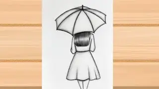 Easy Drawing of a Girl with Umbrella || Pencil Sketch of a Girl || @Fouziarts786
