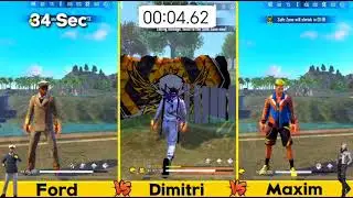 FORD VS DIMITRI VS MAXIM ZONE TEST IN FREE FIRE //,,🤩🤩🤩🤩🤩🤩