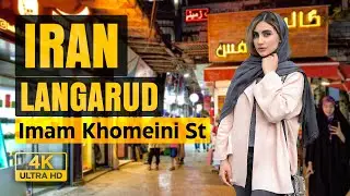 IRAN - NIGHT WALKING TOUR | Langarud Imam Khomeini St [4K 60fps]