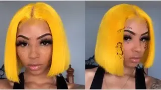 YELLOW BOB WIG INSTALL| 1O Inch 13*6  Lace Frontal | MyShinyWigs