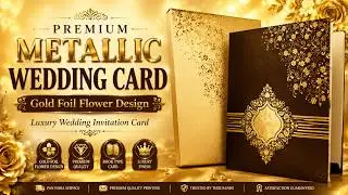 ✨Metallic Sheet & Every Gold Sheet  With Gold Foil Chamkila Flower Designer Wedding Card v. No.  1