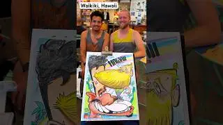 First caricature drawing at my new spot in Waikiki ! #caricature #funny #hawaii #drawing