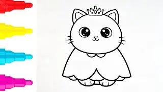 Cute Princess Kitty Coloring 🐱👑 | Princess Pet Coloring & Learning for Kids 🎨✨