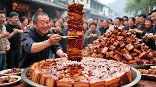 安徽大叔自创醋溜红烧肉，一块就有三两重，日卖2000块顾客排队抢着吃【小食光光】