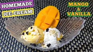 Mango & Vanilla Ice Cream Recipe(Only 3 Ingredients) | 1 Bonus Flavour Inside | No Eggs | No Machine