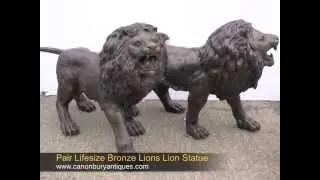 Pair Lifesize Bronze Lions Lion Statue