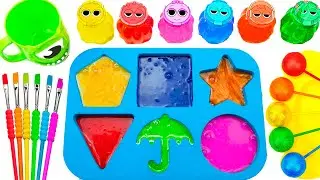 Satisfying Video DIY How To Make Green Disney Cup Sprunki Rainbow Slime Squid Game Figure Paint ASMR