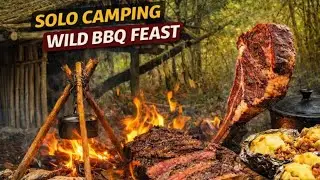 Solo Camping in the Forest &ndash; Wild BBQ by Fire