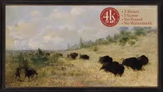 Antique TV Art Wallpaper - Old Rustic Elk Buffalo Ranch Animal Landscape | 4K | Framed Screensaver