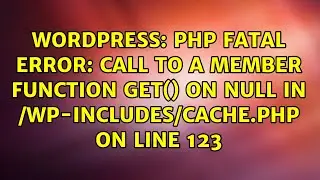 PHP Fatal error: Call to a member function get() on null in /wp-includes/cache.php on line 123