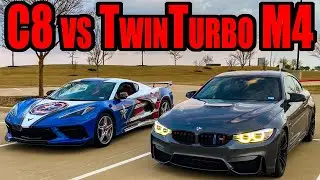 Roll Racing my C8 Corvette vs a 2016 TWIN-TURBO BMW M4!
